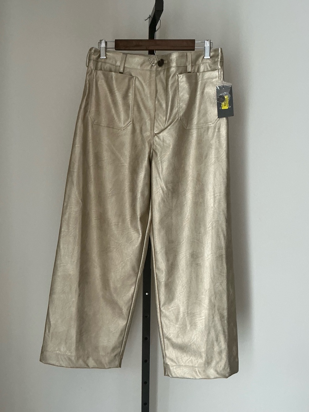 🆕 Vince Camuto | Metallic Gold Wide-Leg Faux Leather Pants